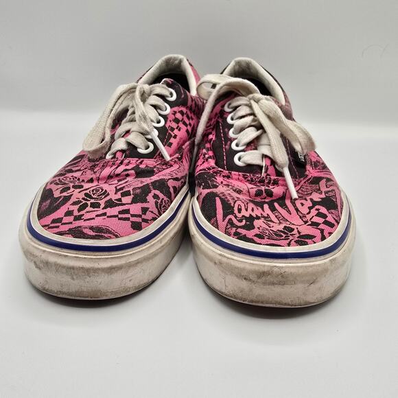 Vans Lady Vans pink black graphic embroidered lace up canvas shoes men 6.5 - Picture 6 of 10